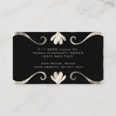 クラシッエレガントクラグジュアリーフェミニンブラック&シルバー 名刺 (裏面)
