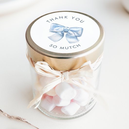 クラシッエレガントク赤ちゃんブルー水の色の弓ありがとう ラウンドシール