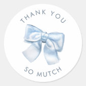クラシッエレガントク赤ちゃんブルー水の色の弓ありがとう ラウンドシール (正面)