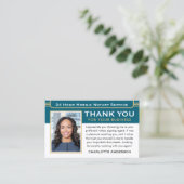 クラシックありがとう公証人パブリックフォトQRコードティール（緑がかった色） 名刺 (スタンド正面)