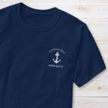 クラシックいかりキャプテンネイビーブルー Tシャツ<br><div class="desc">船航海の長のネイビー・ブルーのtシャツにいかりの白いイラストレーションが付いており、白いレタリングで名前と船の名前がモダンある。</div>