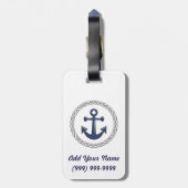 クラシックいかり白パーソナライズされた ラゲッジタグ (裏面縦)