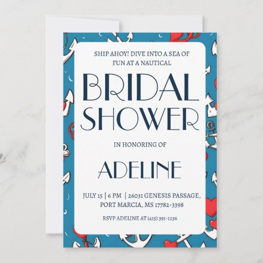 クラシックいかり航海のウェディングシャワー招待状 招待状 (正面)