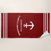 クラシックいかり航海のファミリービーチハウスレッド ビーチタオル (正面)