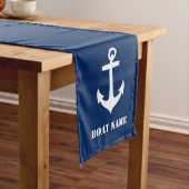 クラシックいかり&あなたのボート名ネイビーブルー ミディアムテーブルランナー (インサイチュ)