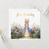 クラシックうさぎの1歳の誕生日 カード (正面/裏面インサイチュ)