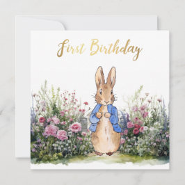 クラシックうさぎの1歳の誕生日 カード