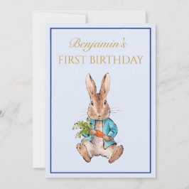 クラシックうさぎの1歳の誕生日 招待状