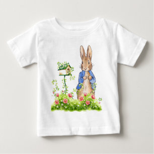 クラシックうさぎ ブルーのジャケット ベビーTシャツ