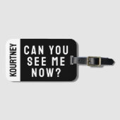 クラシックおもしろいシンプル名前をカスタムするモダン はっきりした ラゲッジタグ (正面横)