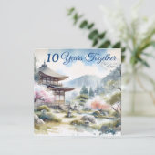 クラシックさくらんぼ咲きピンク青の水色 カード (スタンド正面)