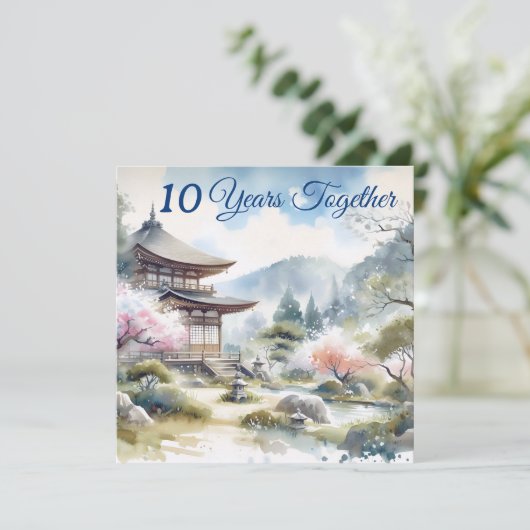 クラシックさくらんぼ咲きピンク青の水色 カード (スタンド正面)