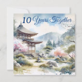 クラシックさくらんぼ咲きピンク青の水色 カード (正面)