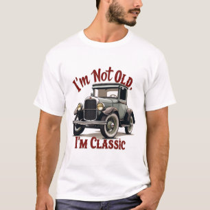 クラシックってだけで古くさいわけじゃない 面白い車のグラフィック メンズ Tシャツ