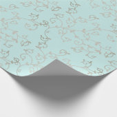 クラシックつる植物ホリデーティール(緑がかった色)アイスシルバーミント ラッピングペーパー (角)