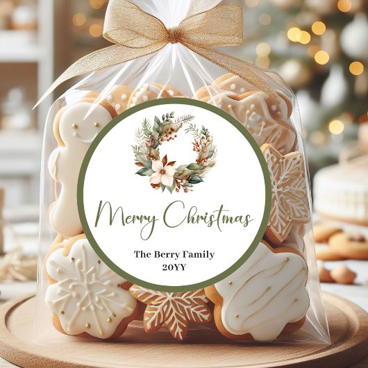 クラシックでアースィーなクリスマスの家族名ステッカー タグ