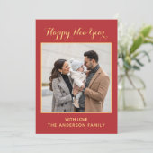 クラシックでエレガントなタイポグラフィー 新年の赤と金 シーズンカード (スタンド正面)