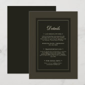 クラシックでエレガントなダークオータムブラウンの結婚式の詳細 エンクロージャーカード (正面/裏面)