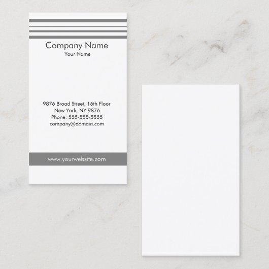 クラシックでエレガントな灰色のストライプのコンサルタント 名刺 (正面/裏面)