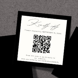 クラシックでエレガントなQR RSVP 象牙色の結婚式ミニカード エンクロージャーカード