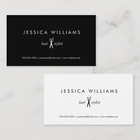 クラシックでシックな美容師カード 名刺 (正面/裏面)