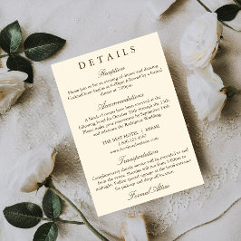 クラシックでシンプルなブラウンとアイボリーの結婚式詳細カード 出欠カード