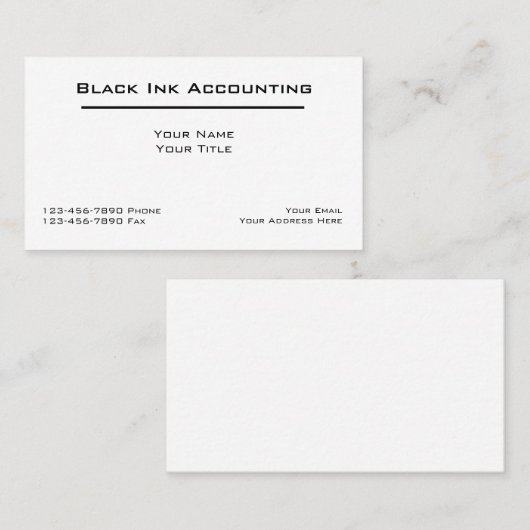 クラシックでシンプルな会計士の名刺 名刺 (正面/裏面)