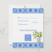 💙🍋クラシックでシンプルなQR Azul & Limone Romance 出欠カード (裏面)