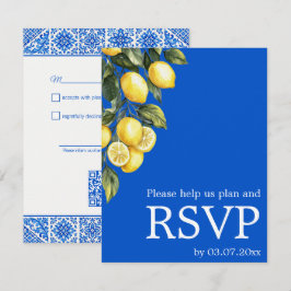 💙🍋クラシックでシンプルなQR Azul & Limone Romance 出欠カード