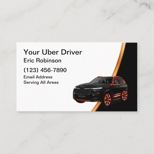 クラシックでシンプルなUberドライバー配車サービス 名刺 (正面)