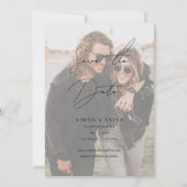 クラシックでスタイリッシュな手書きスクリプト写真ウェディング セーブザデート (正面)