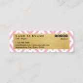 クラシックでモダンなパターン金ゴールドのアクセントのピンクのロイヤリティ スキニー名刺 (裏面)