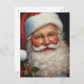 クラシックでヴィンテージなサンタクロースのホリデーアート シーズンポストカード (正面/裏面)