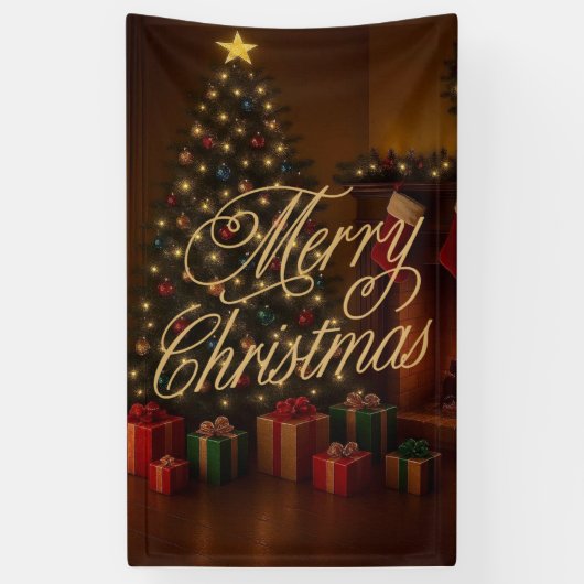 クラシックで伝統的なメリークリスマス 横断幕 (縦)