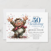 クラシックで変わったおとこ50歳の誕生日 ユーモアあふれる 招待状 (正面)