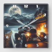 クラシックで夜のドライブ改造 スクエア壁時計 (正面)