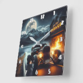 クラシックで夜のドライブ改造 スクエア壁時計 (傾斜)