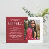 クラシックで大胆な2024年卒業式招待状 招待状 (スタンド正面)