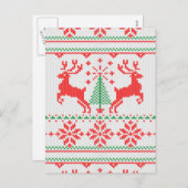 クラシックで幸せな休日の白いニットの醜いセーター シーズンポストカード (正面/裏面)