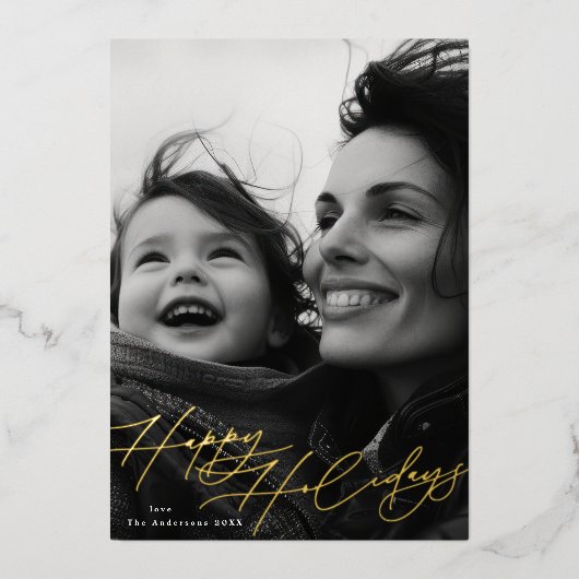 クラシックで最も幸せなクリスマス | Splendorの写真 箔シーズンカード (正面)