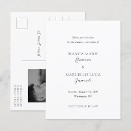 クラシックで永遠の結婚式のSave the Date 案内ポストカード