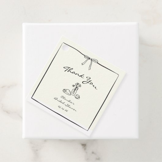 クラシックで洗練されたウェディングシャワーの感謝カード フェイバータグ (インサイチュ)