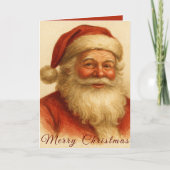 クラシックで温かいヴィンテージサンタのクリスマス シーズンカード (正面)