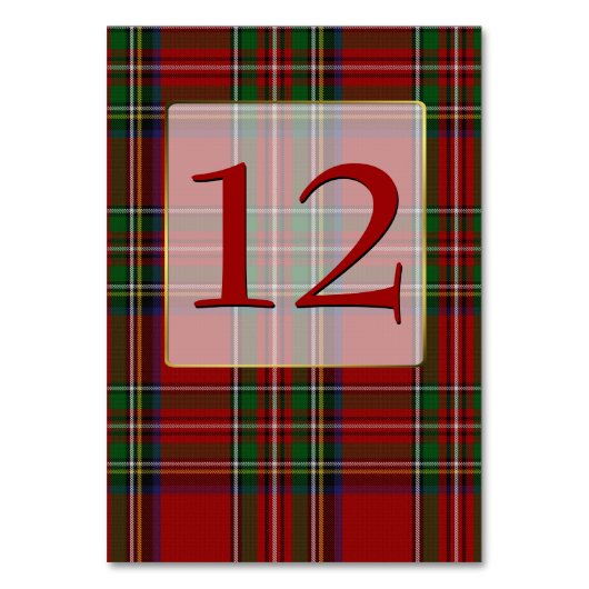 クラシックで王室のなステュワートの格子縞の結婚式のテーブル数 テーブルナンバー (裏面)