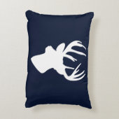 クラシックで白いトナカイのシルエットのカスタムな濃紺 アクセントクッション (裏面(縦))