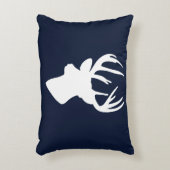 クラシックで白いトナカイのシルエットのカスタムな濃紺 アクセントクッション (正面(垂直))