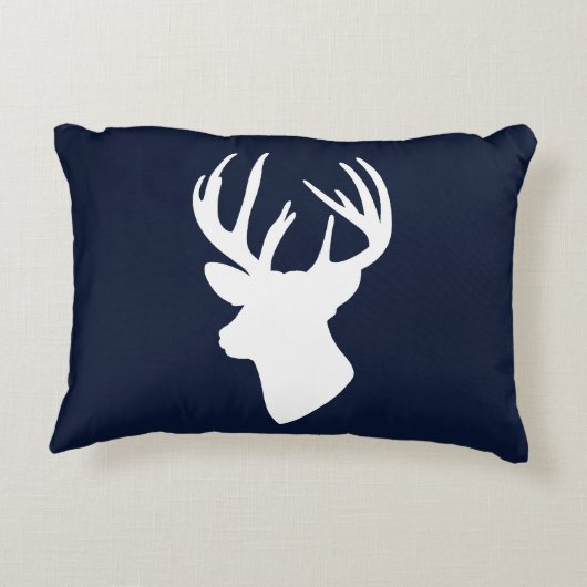 クラシックで白いトナカイのシルエットのカスタムな濃紺 アクセントクッション (裏面)
