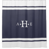 クラシックで白いボーダーモノグラムのカスタム色 シャワーカーテン (正面)