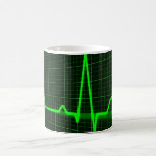 クラシックで白いマグのためのcardiogramのecgパターン コーヒーマグカップ