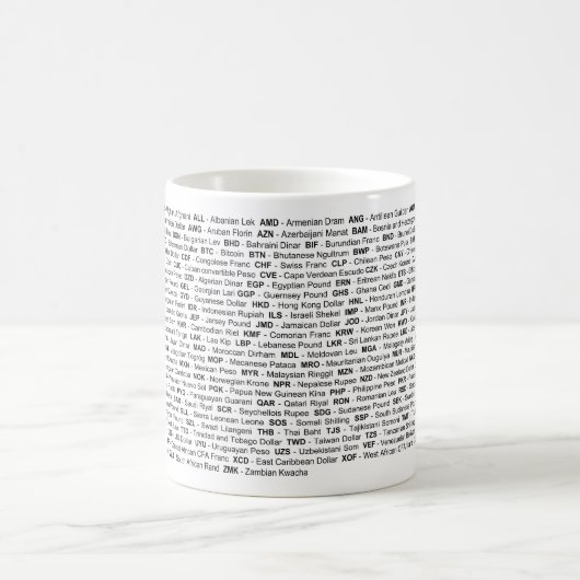 クラシックで白いマグ: 世界の外国為替の通貨 コーヒーマグカップ (中央)